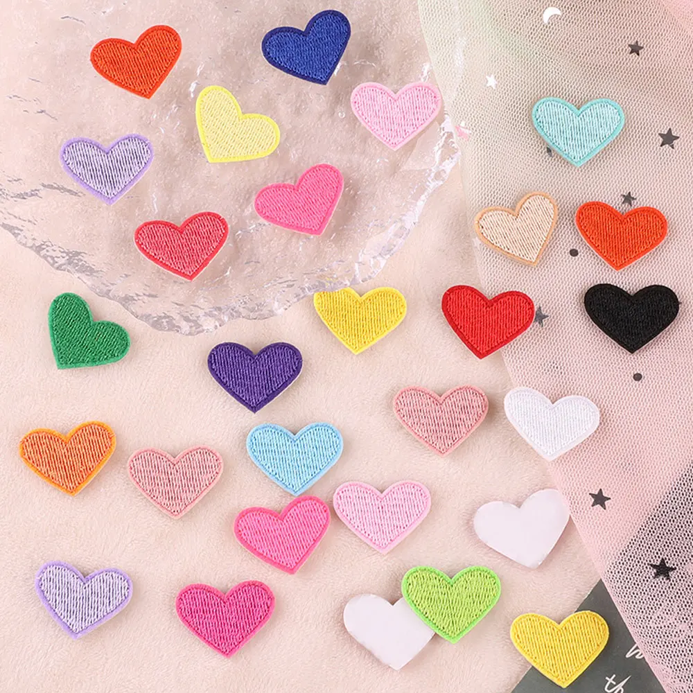 

20pcs Patches Heart for Clothing Kids Iron on Sew Thermocollant Embroidered Cute Small Pack DIY Apparel Sewing Supplies Patches
