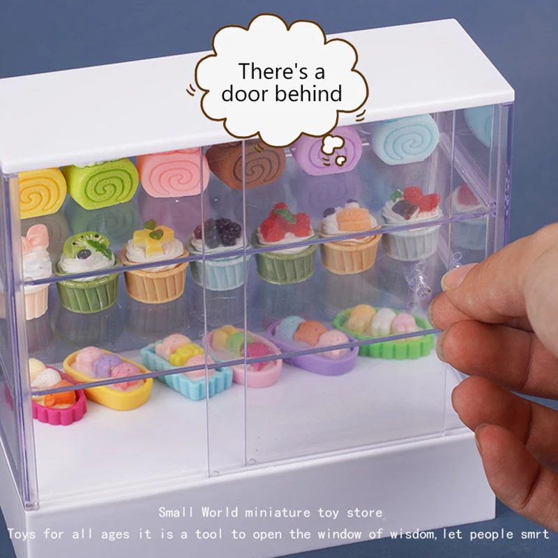 SUPVOX Armoire à Gâteaux Miniature Rose - Vitrine De Boulangerie Pour Maison De Poupée, 13.5x13x6.5cm