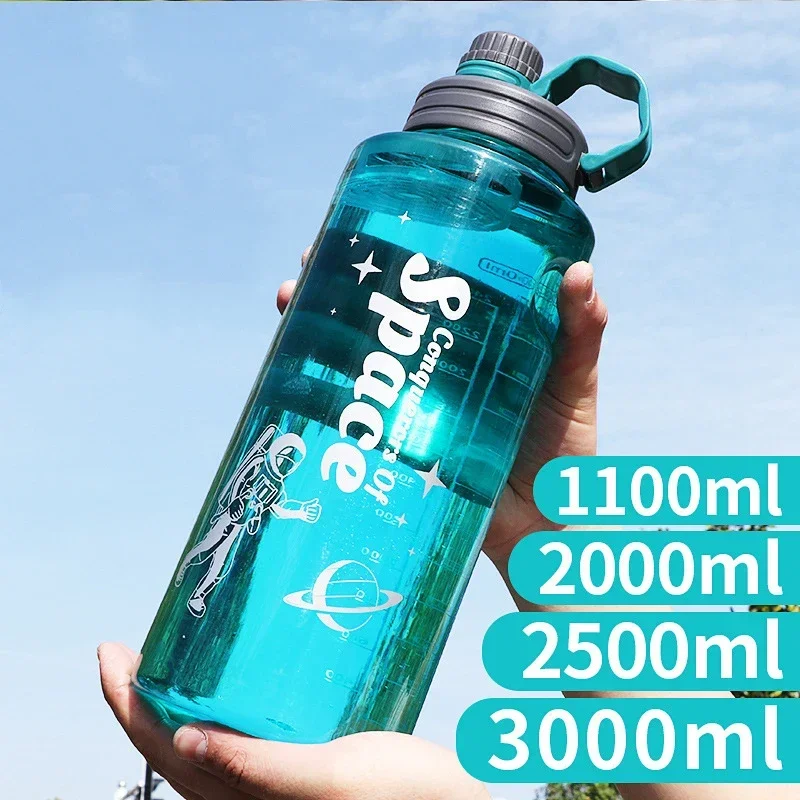 Outdoor Capacity Water Bottle 1000ML-3000ML Super-large with Straw Sports Space Cup Portable Water Cup Air Shaker Bottle