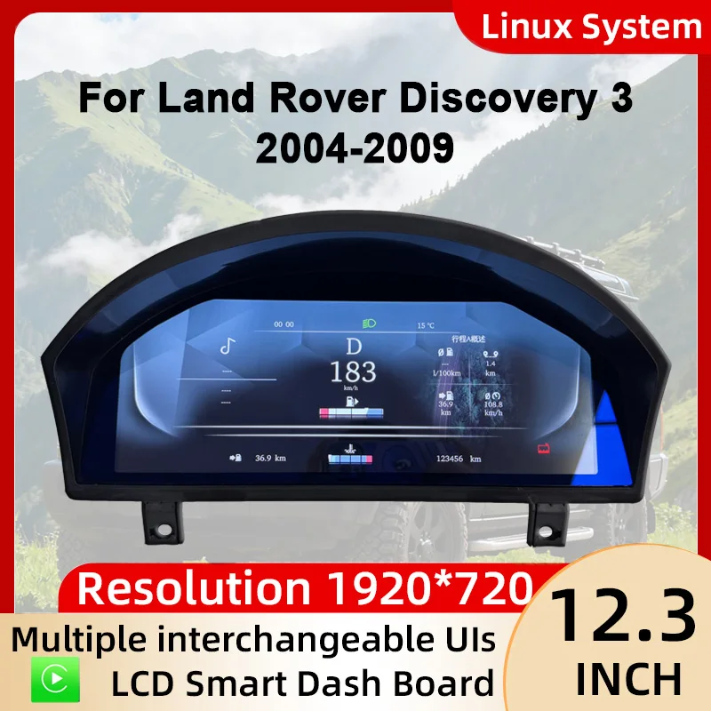 Grupo de instrumentos digitales para Land Rover Discovery 3 2004-2009/Range Rover Sport 2005-2009 velocímetro, tablero, CarPlay de 12,3 pulgadas 1
