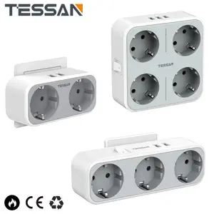 TESSAN-regleta de torre Vertical, toma de corriente multitoque con tomas de  CA y puertos USB, enchufe europeo coreano, Cable de extensión de 2M -  AliExpress