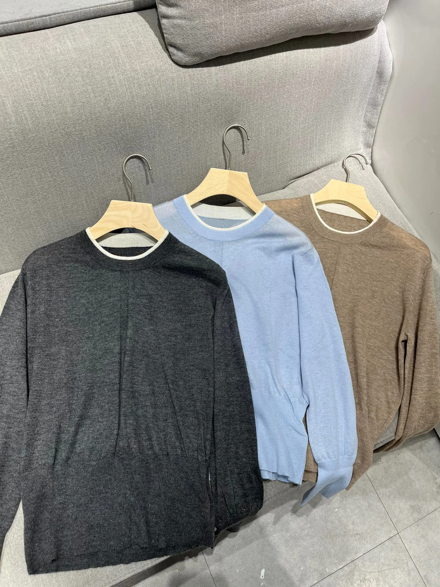 

Casual Timeless Design Ribbed Cashmere Long Sleeve Thin Sweater