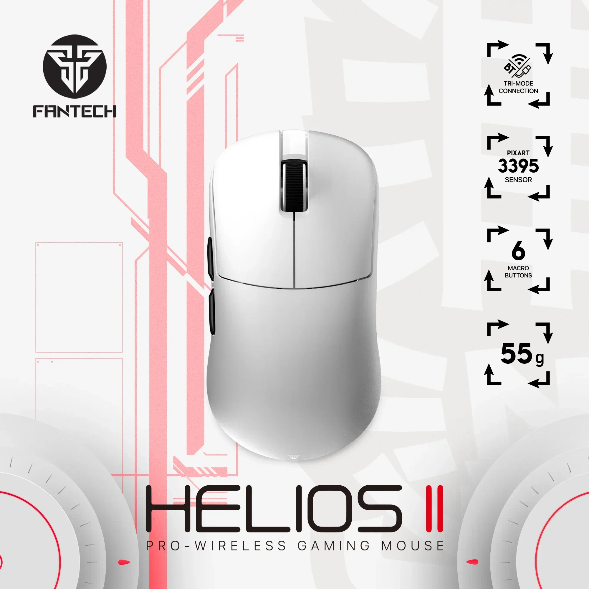 Gaming Mouse Wireless Mouse Wireless Gaming Mouse Wired Mouse Wireless Optical Mouse FANTECH HELIOS II XD3v3 Wireless and Wired Gaming Mouse PAM3395 TTC Gold Switch 26000DPI Optical Mouse 55g Mice for Gamer