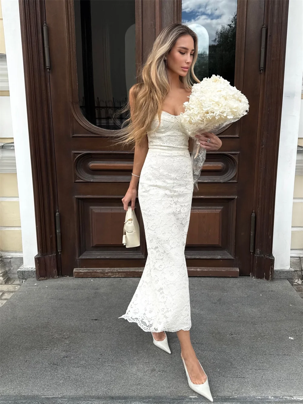 Kyoto Customized White Square Collar Wedding Dress Sleeveless Mermaid vestidos de noche Elegant Tra-length robe de mariée 2026