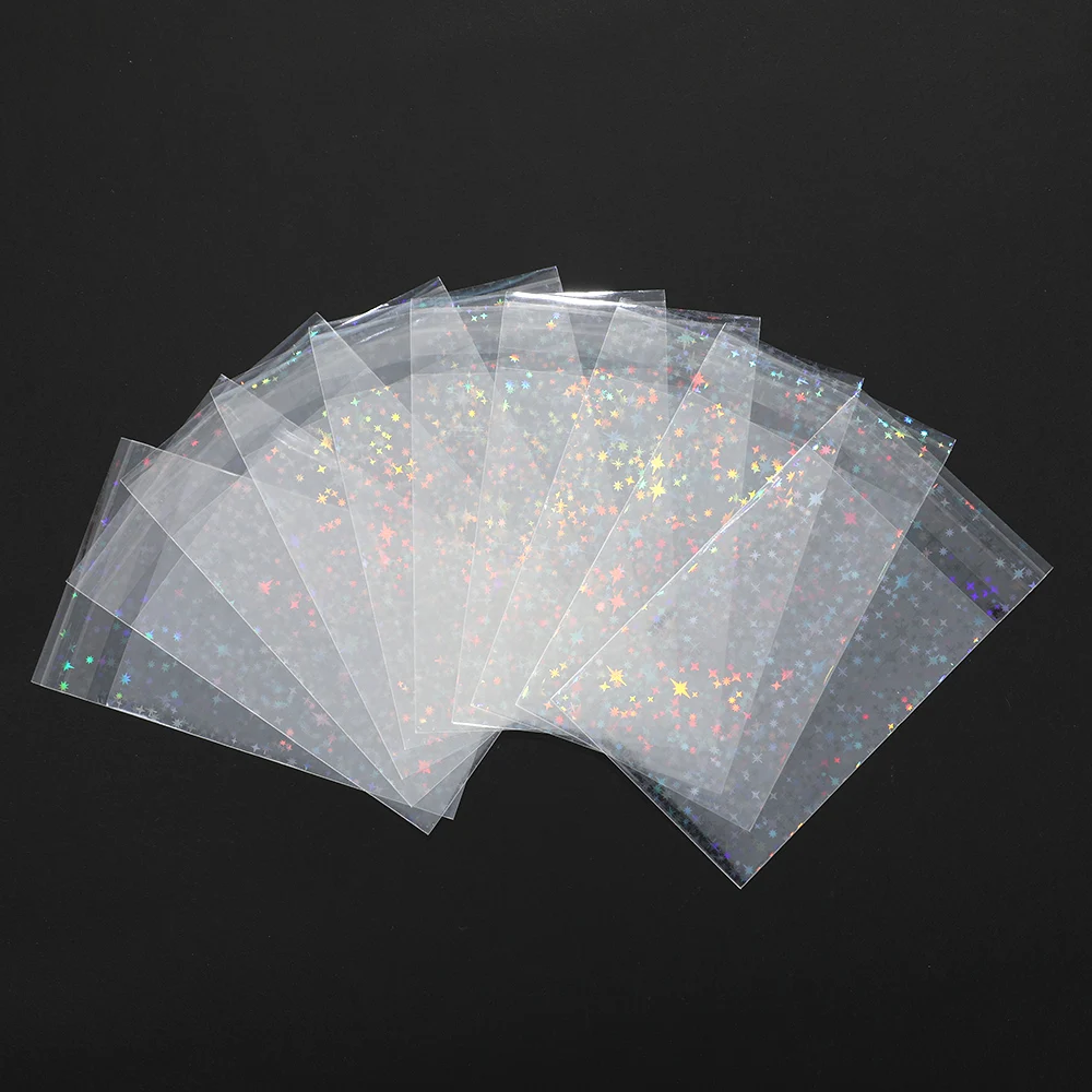 Card Holder Card Protector Idol Card Protector Photo Card Holder Memory Card Protector 50Pcs Laser Flash OPP Plastic Bags Jewelry Gift Packing DIY Photocard Holder Self Adhesive Cookie Candy Packaging Cellophane Bag
