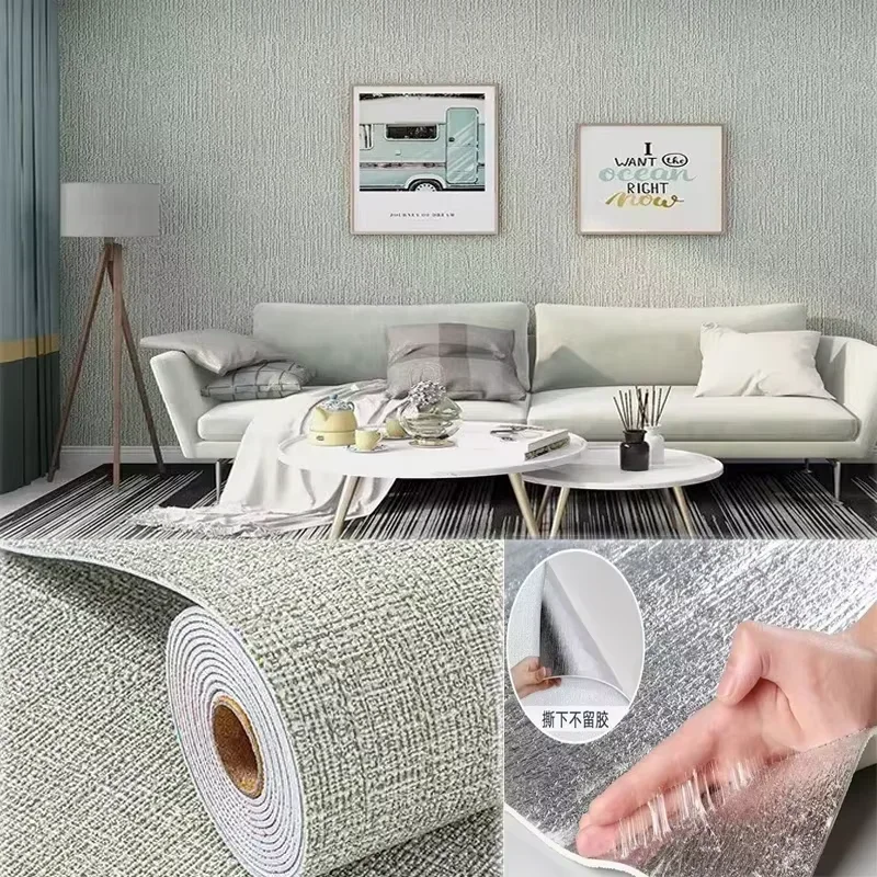 Thickened Waterproof 3D Linen Self-Adhesive Wall Stickers for Bedroom and Living Room Renovation