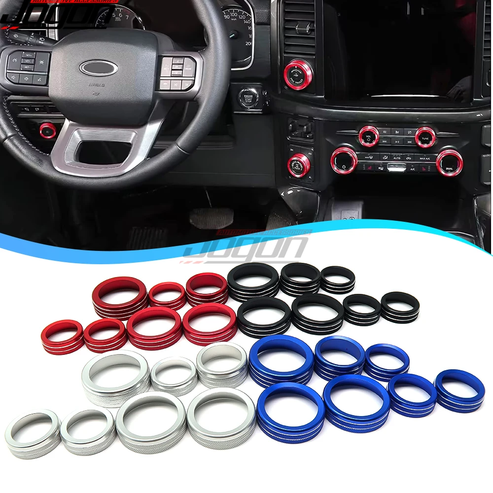 

7Pcs Car Air Conditioning AC Knob Button Cover Audio Switch Cover For Ford F-150 F150 2021 2022 Car Interior Decol Accessories