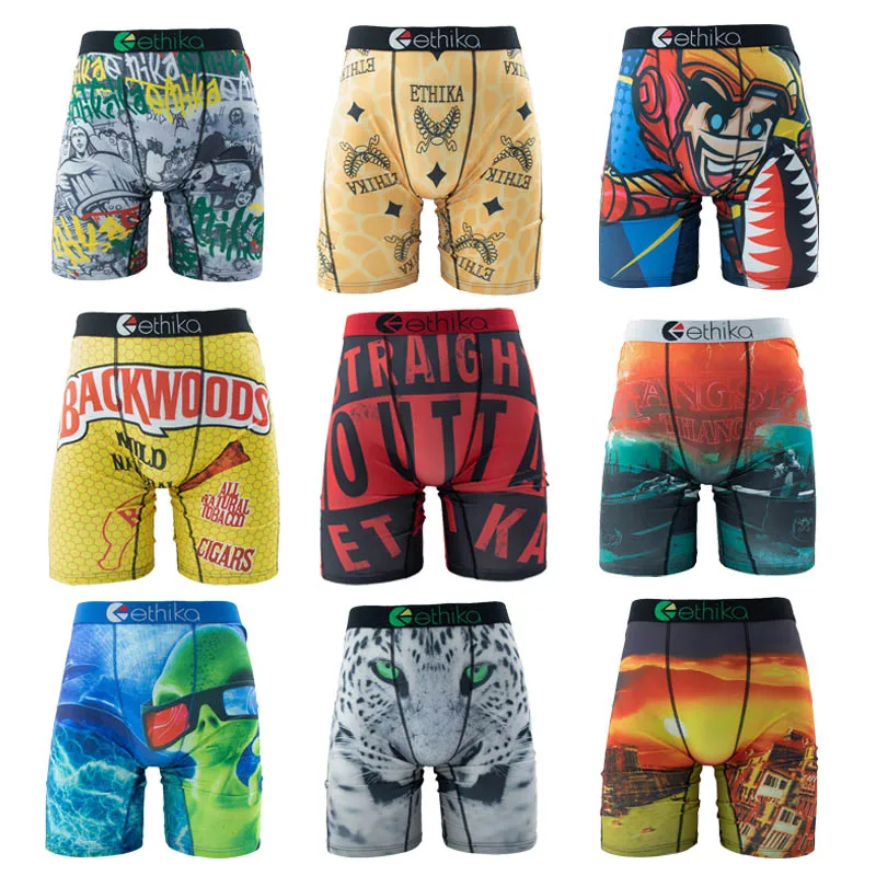 Fashion Print Men Underwear Boxer Cueca Male Panties Lingerie Men Underpants Boxershorts Trunks Plus Size S-XXXL Men's Boxers