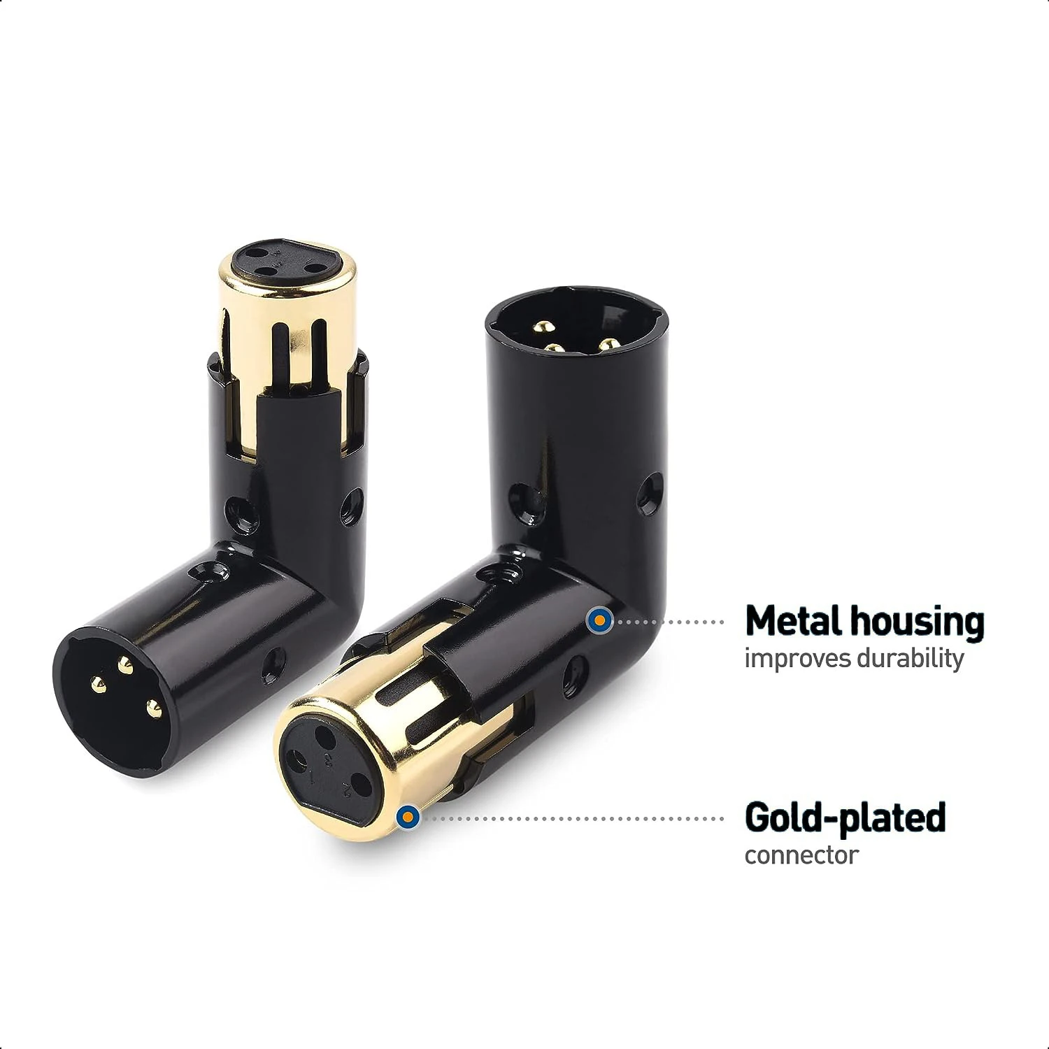 Adaptador Xlr Ângulo com Posição Ajustável Dupla Macho para Fêmea 3pin 4 - Image 5