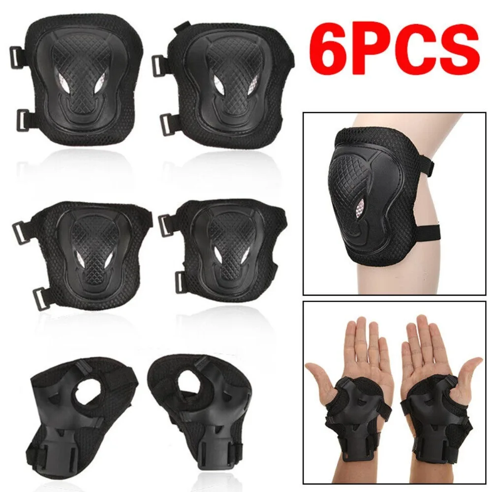 

Sports Elbow Wrist Knee Pads Durable Black Skate Roller Guard Security Protected Wrist Guard Women Men Adult