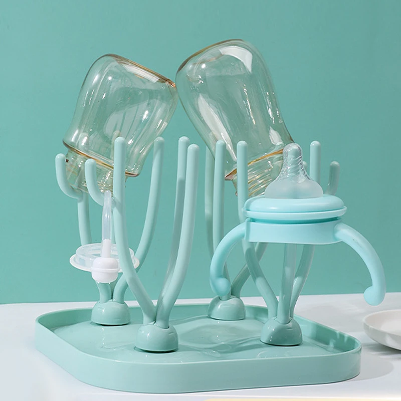 

Newest Baby Bottle Drainer Portable Drying Rack Pacifier Holder Blue Pink BPA Free