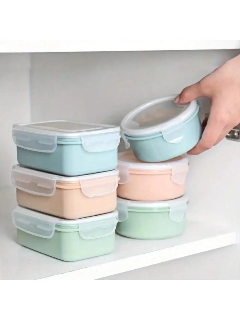 1pc Mini Round Food Storage Box, Kitchen Lunch Box Fridge Sealed Container, Rectangular Plastic Sealed Storage Box Small Food