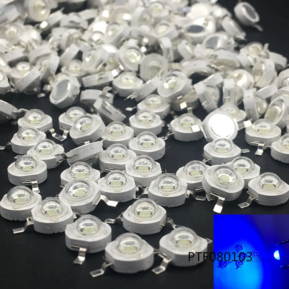 50pcs 3W LED Blue High power LED lamp royal blue 445-455nm 700mA 3.2-3.4V 50-60LM 45mil Taiwan Lamp