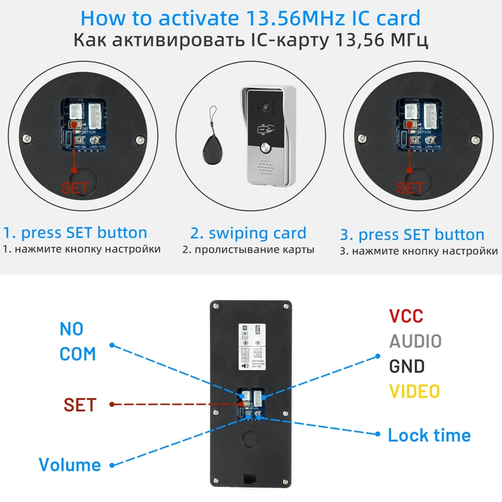 Drátová video interkom pro domácí outdoorové dveře telefon s obrazovka 7 palec monitor ulice doorbell  RFID volat panel otevřený elektrický zamknout