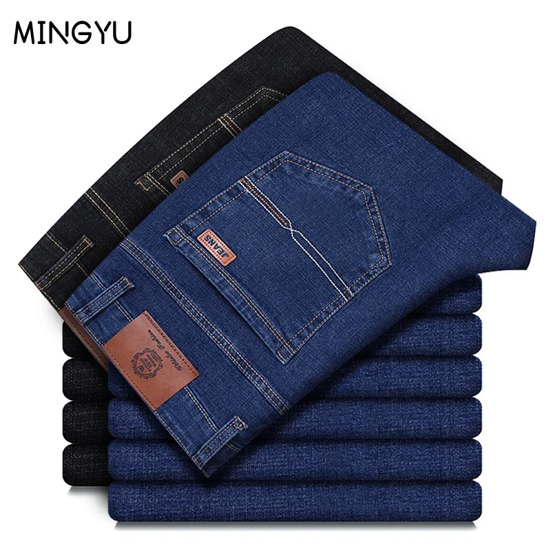 Brand Clothing Autumn Winter Classic Men's Thick Denim Trousers - Straight Fit Casual Jeans, Plus Size