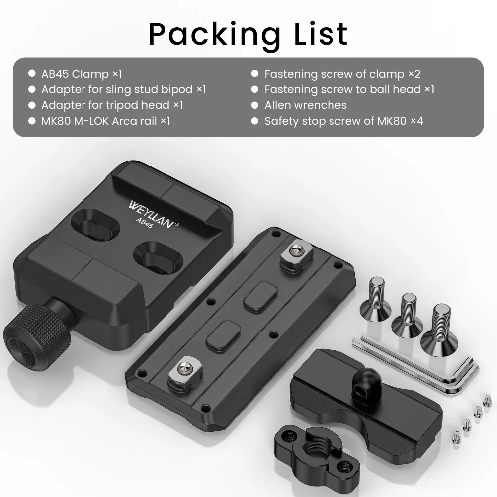 Arca Rail Tripod Mount Adapter Base 3.15" M-LOK Rail Aluminum AB45/MK80 For Arca