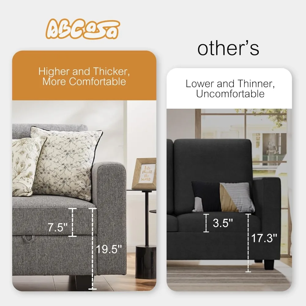 Chair with Ottoman,Upholstered Armchair with Storage,Extra-Deep-Seated Modular Single Sofa,Reading Chair Footrest