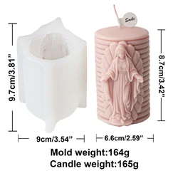 Elegant 3D Virgin Mary Silicone Candle Mold for Religious Home Decoration (Virgin Mary Mold3)