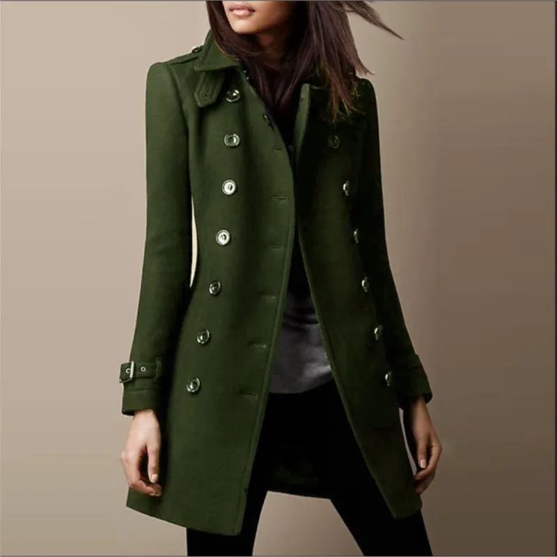 Autumn Winter Turn-down Neck Woolen Jacket Coat Women Fashion Black Long Sleeve Double Breasted  Loose Wool Coats Streetwear 2