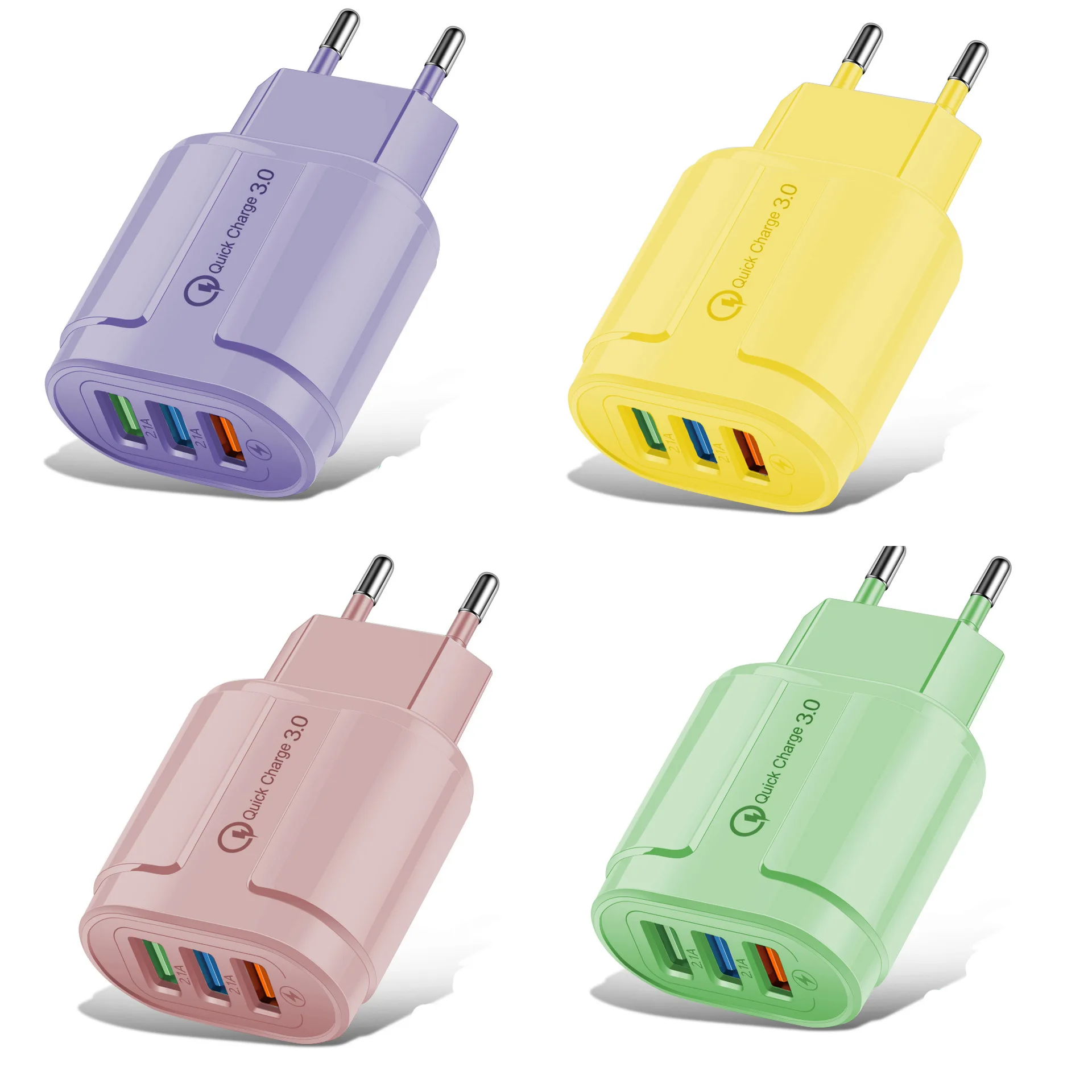 Mobile Phone Charger USB 2A 3 Ports Quick Charge Fast Charging iPhone Samsung Xiaomi Huawei Tablet Wall Adapter