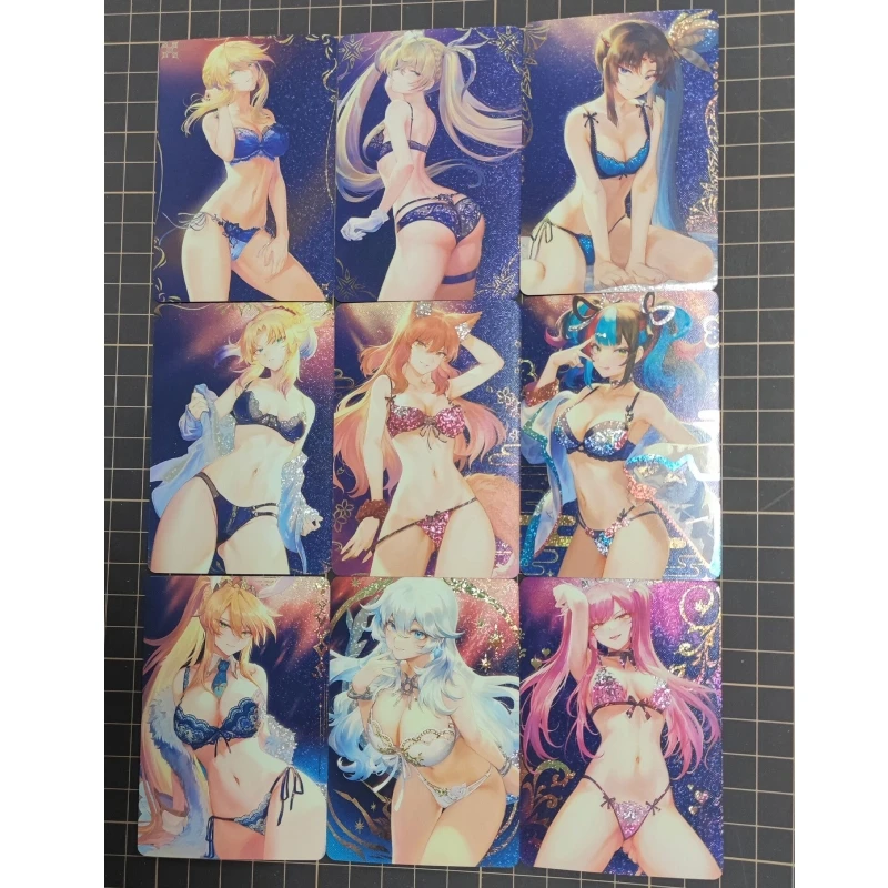 

Anime Girl DIY Fgo Underwear Scáthach Refractive Relief Color and Diamond Flash Process A Set of 9 Sheets Game Collection Cards