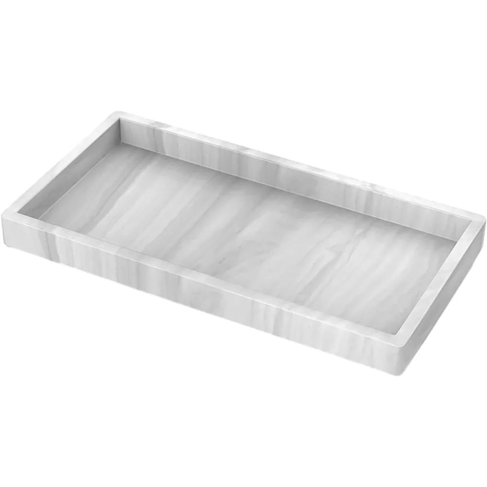 Bathroom Vanity Tray Kitchen Living Dresser Key Cosmetics Ring Storage (marble - Random Texture) Silicone Desk 2