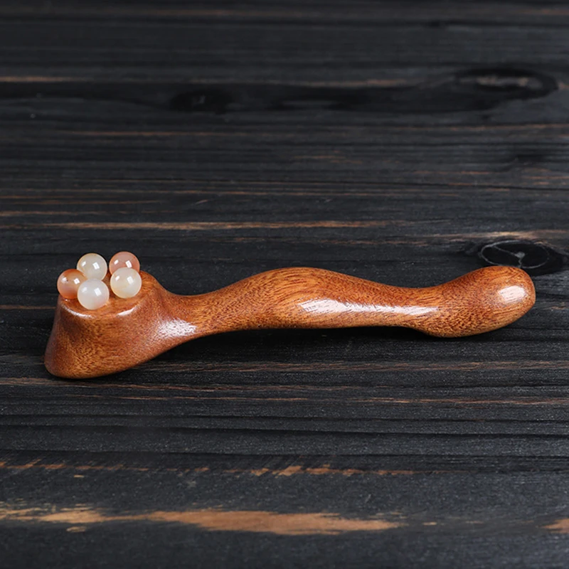 Gua Sha Face Skin Care Massager Reduce Puffiness Sandalwood Eye Massage Stick Five Beads Lotus Seedpod Face Massage Tools