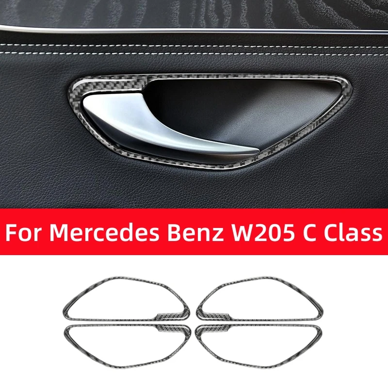 

For Mercedes Benz C GLC Class W205 X253 Carbon Fiber Interior Door Handle Frame Decoration Cover Trim Sticker Car Accessories