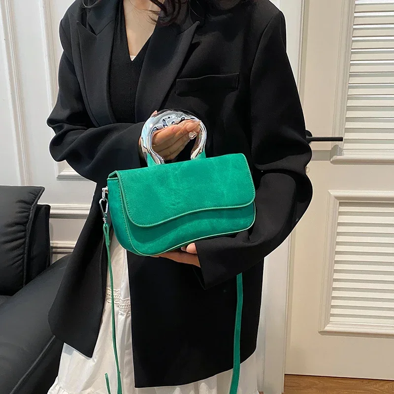 

Silver Short Handle PU Leather Crossbody Bag for Women Small Fashion Lady Cute Trend Flap Bag Handbags