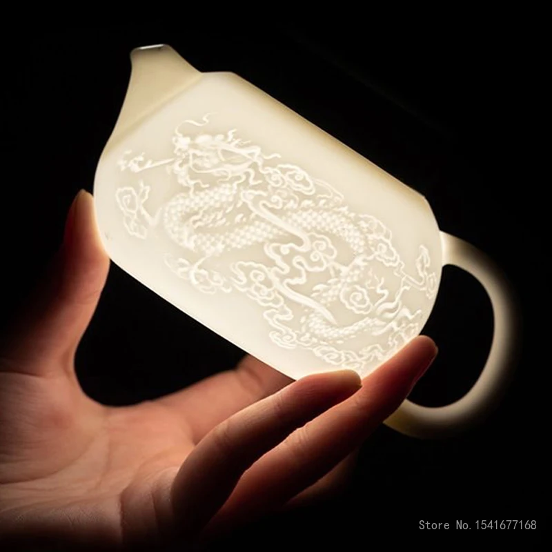 Chinese High Grade Porcelain Teapots, Sheep Fat Jade White Porcelain, Kung Fu Ceramic Household, Handmade, 220ml Single Pot, New