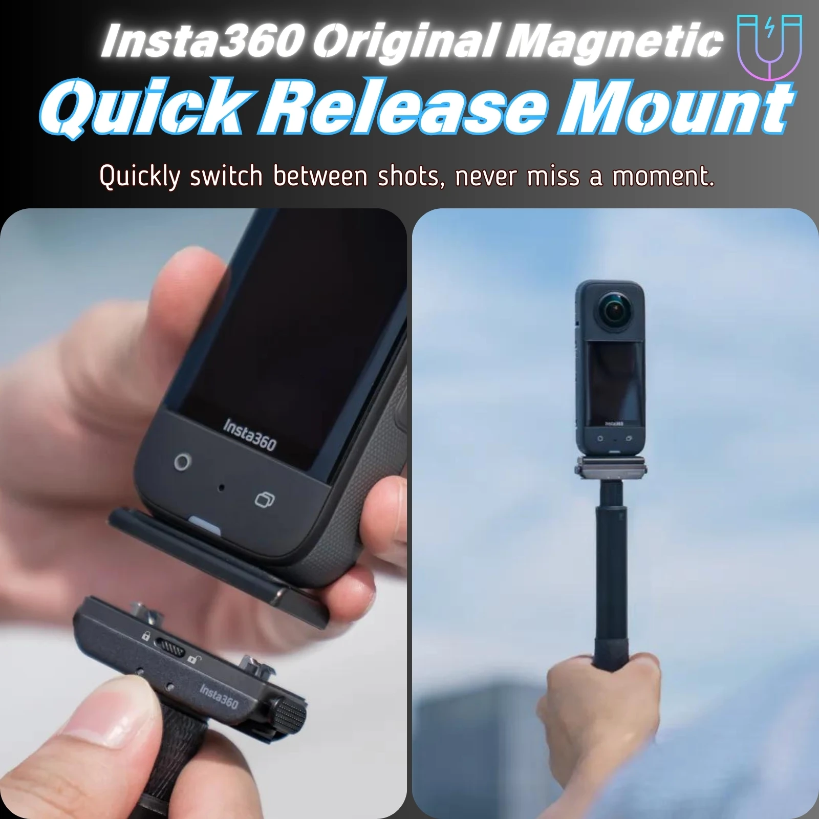 Insta360 Ace 三脚 縦横マウント クイックリリース マイクアダプター 