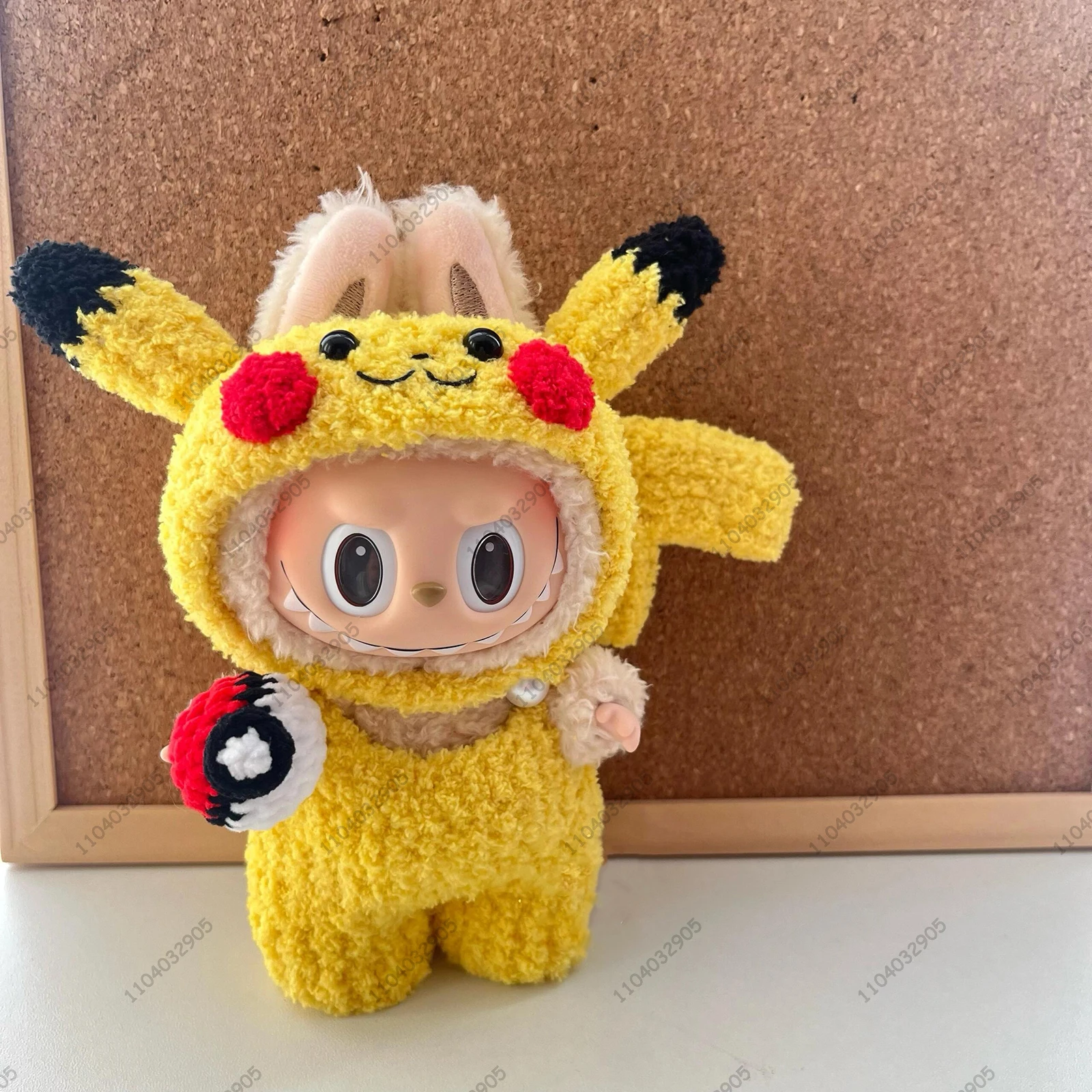 Vinyl Doll Labubu The Monsters Pok&eacute;mo Pikachu Costume Clothes 1:1 Original Replica Action Figure Bag Charm Bag Pendant Gift