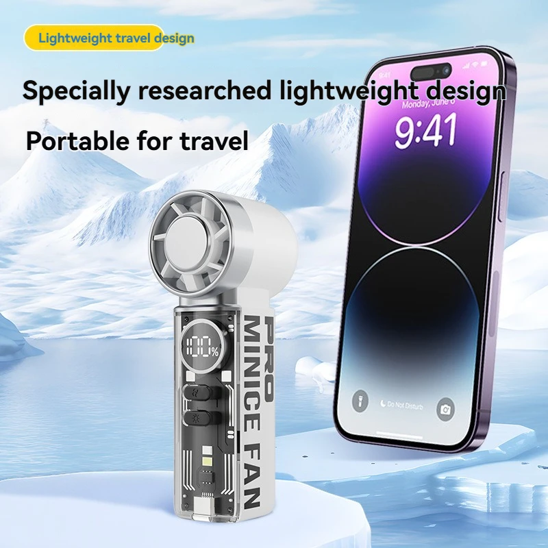 Ice Cooling High Speed Semiconductor Handheld Fan With Display_voghion.com