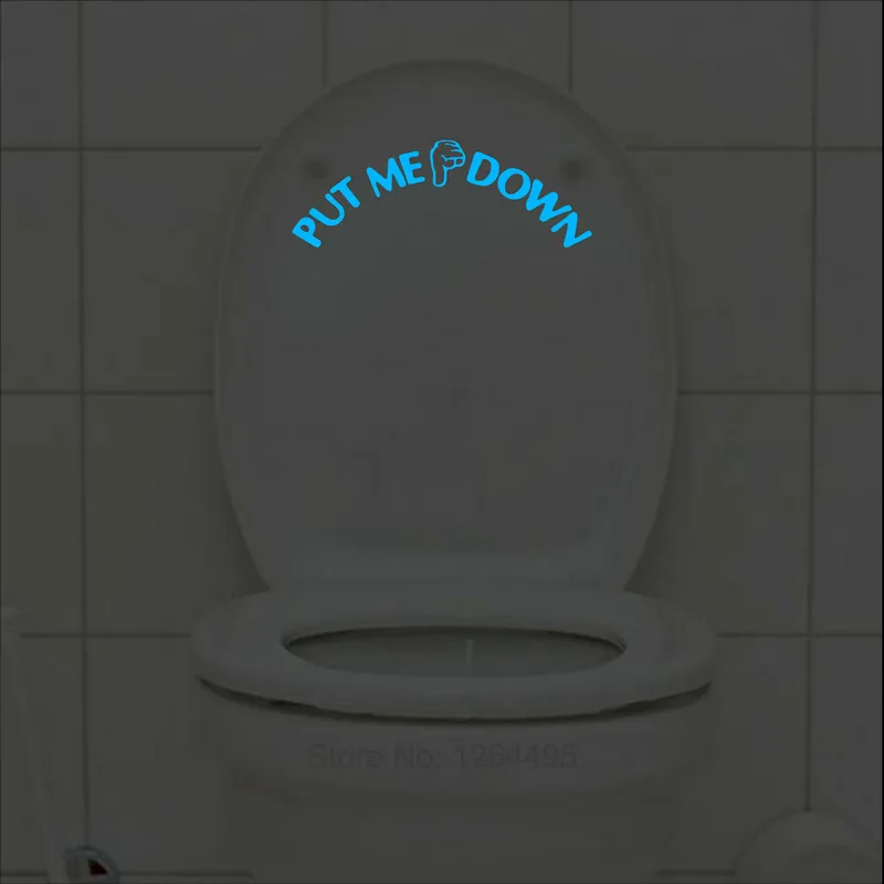 Glow in the Dark Funny Toilet Seat Sticker Put Me Down Toilet Bowl Decal Training Decorations Bathroom DIY Decor toilet stickers