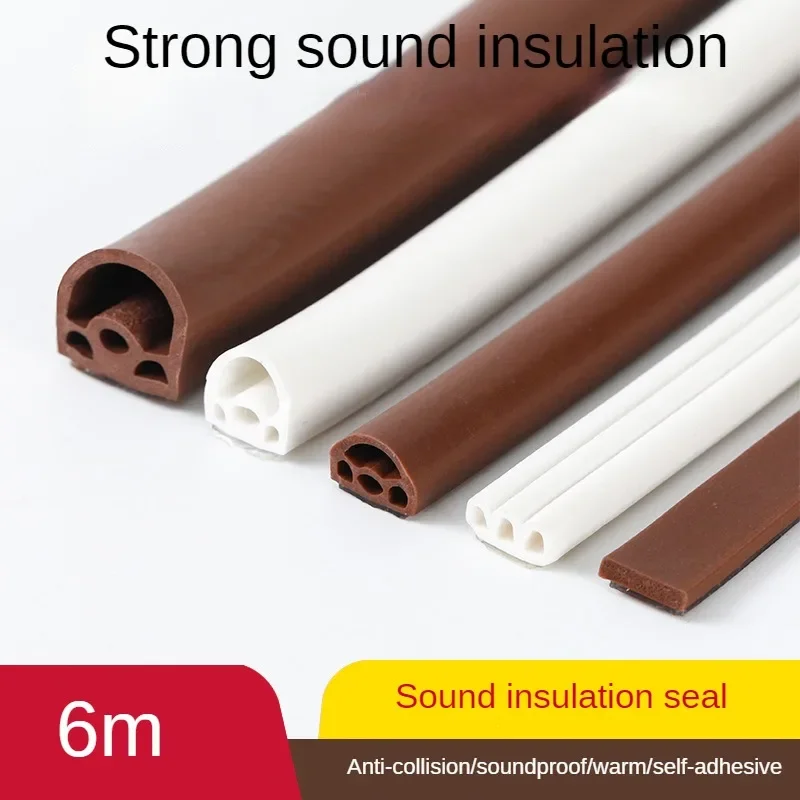 6M Door Window Sealing Strip Self Adhesive Sound Insulation Foam Weatherstrip Anti-Collision Rubber Seal Draught Excluder Tape