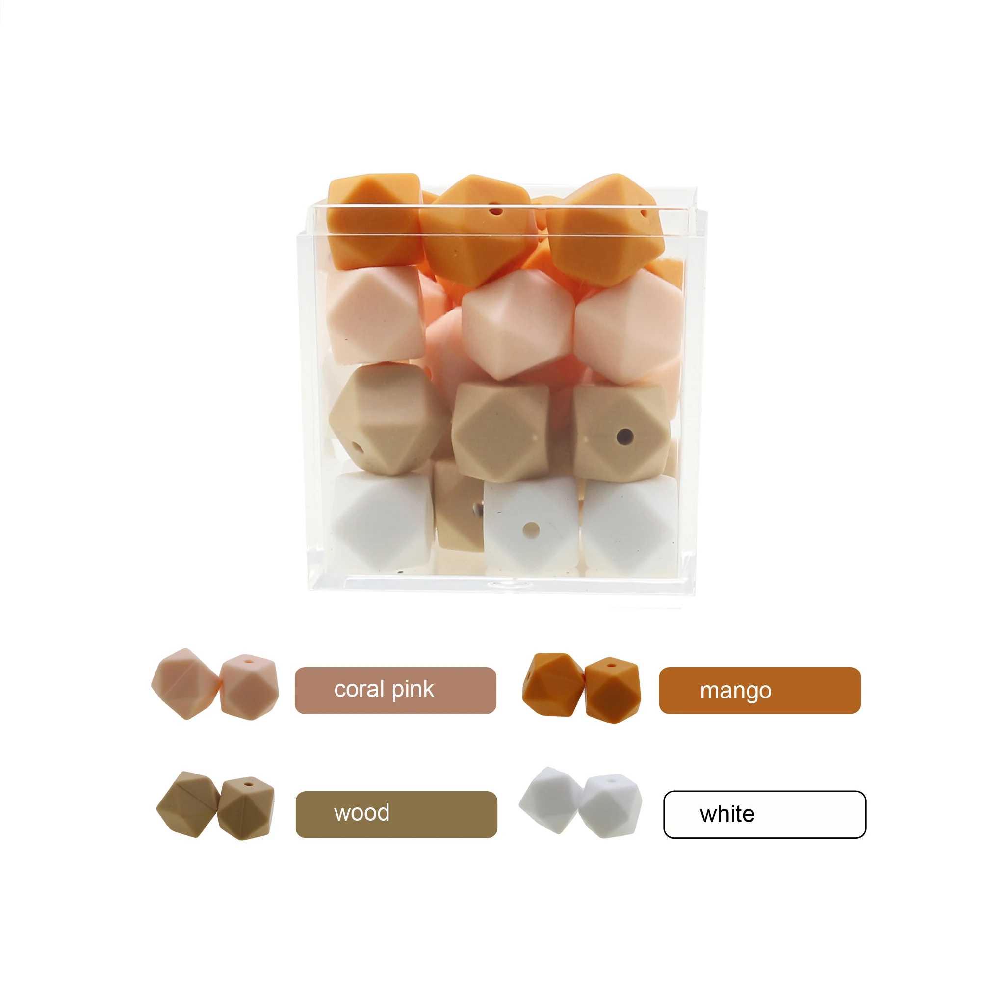 100pc Hexagon Silicone Beads Teething Baby Chewing Bead Teeth Necklace Bead Diy Chewable Silicone Mini Geometric bead