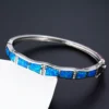 Charming Blue Opal Bangle Bracelet for Women 2