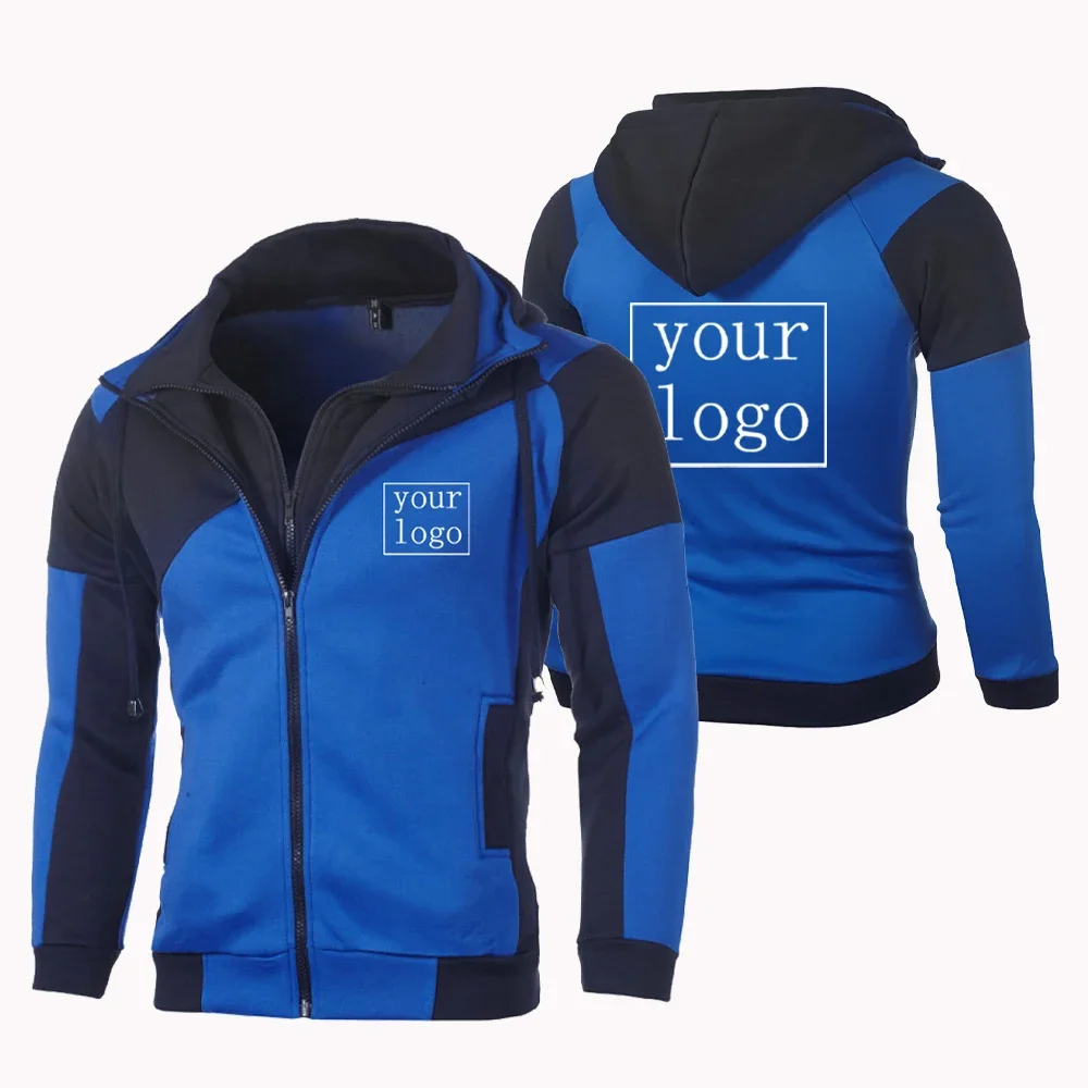 

Custom Your Logo Spring Autumn Mens Casual Jacket Outdoor Patchwork Zipper Sweatshirt Fleece Coat Fashion Male Loose Hoodies