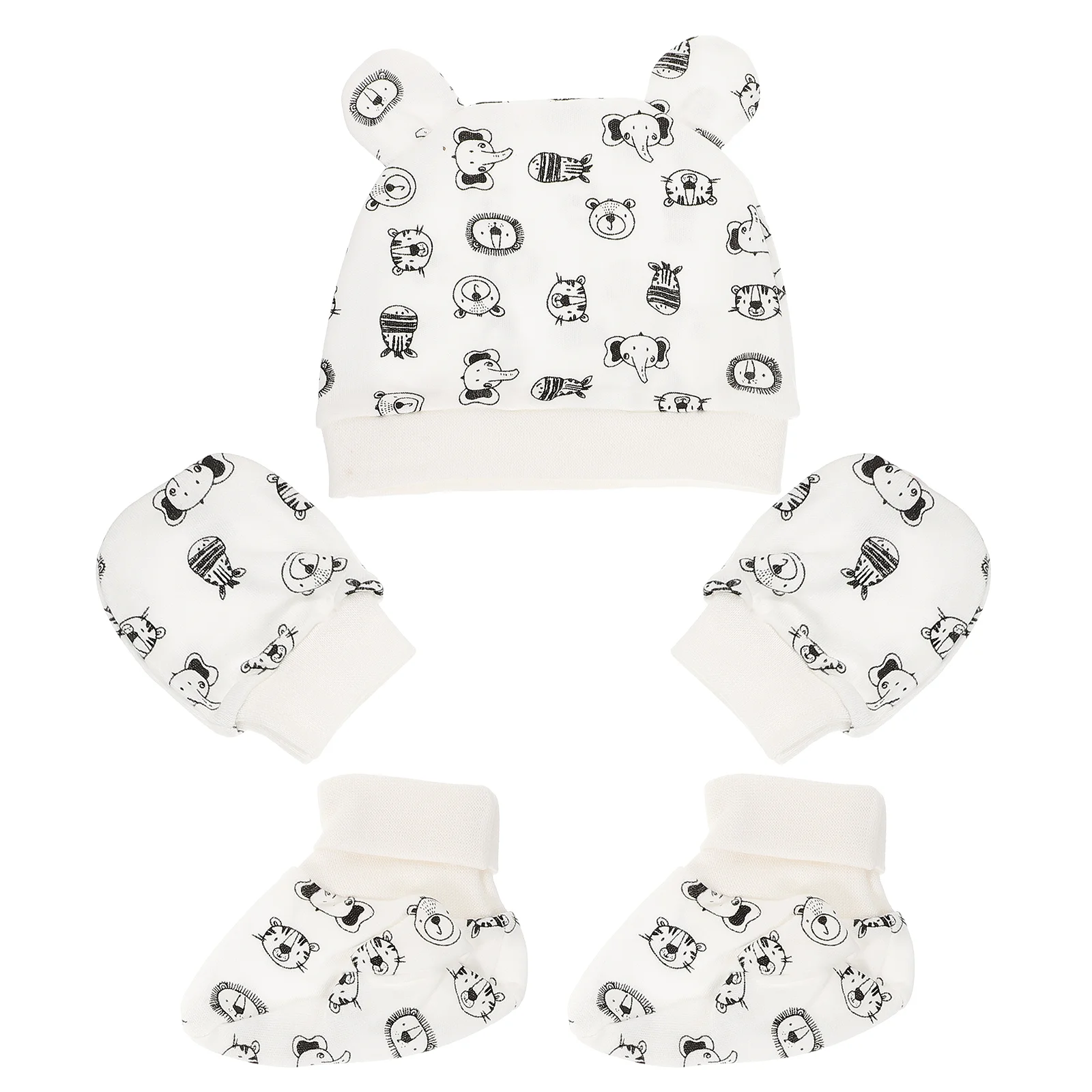 

1 Set Lovely Newborn Cotton Hat Cotton Foot Covers Anti-scratch Gloves