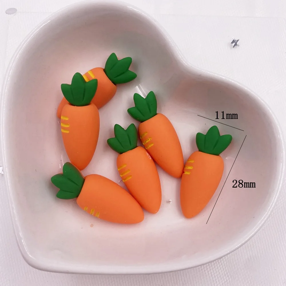 Resin Colorful 3D Carrot Figurines 10pcs for Scrapbook DIY Hair Bow Hairpin Embellishments