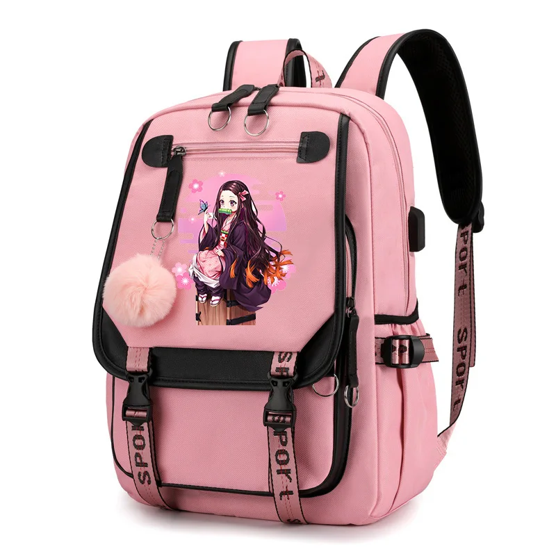 Anime Demon Slayer Backpack Kawaii School Bags Girls Boy Manga Cartoon Large Capacity Bookbag for Teenager USB Charging Backpack 4