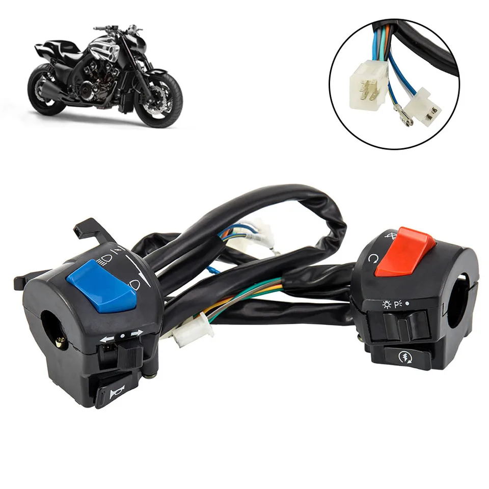 Commutateur Guidon Moto - Klaxon, Feux, Clignotants - Compatible 7/8" (22 Mm) - Pour Moto, Scooter, VTT