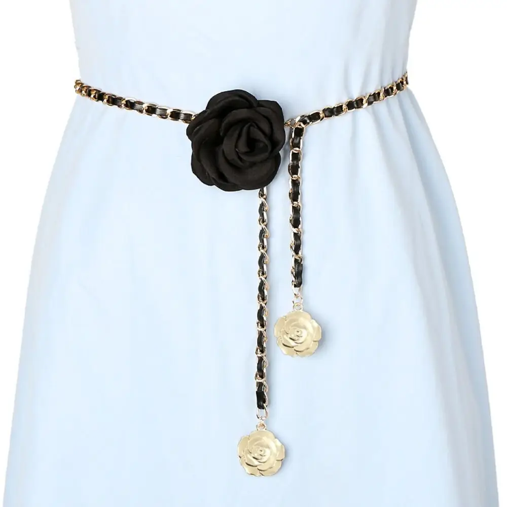 Damen All-Match Kamelie Taillen kette Luxus Design Metall kette Bund Kleid Gürtel Kette – Detail 5
