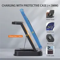 4 In 1 Wireless Charger Stand For iPhone 15 14 13 12 Samsung S23 S22 Ultra Note Galaxy Watch Foldable Fast Charging Station Dock - Image 3