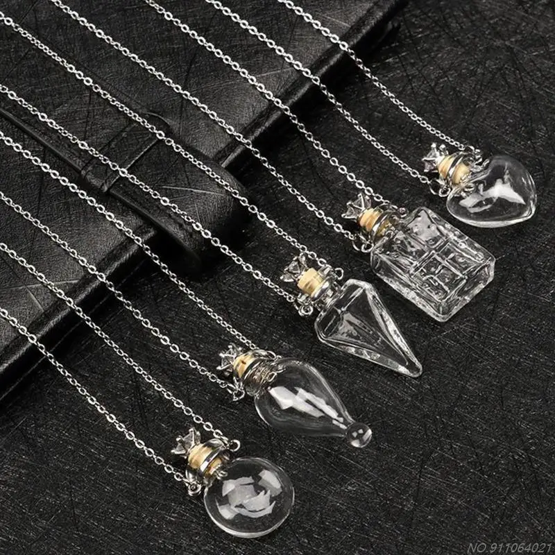 Transparent Heart Vial Bottle Necklaces Steel Chain Make Blood