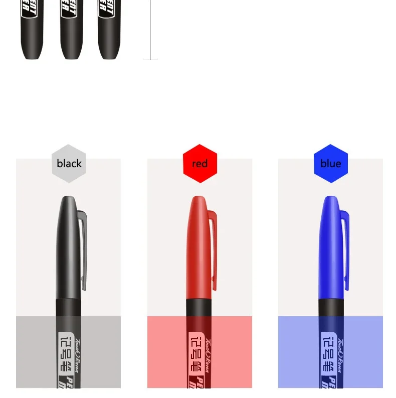 3 teile/satz Permanent Marker Stift Wasserdichte Tinte Feine Spitze Schwarz Blau Rot Öl Tinte 1,5mm Runde Kappe Feine farbe Marker Stift – Detail 3