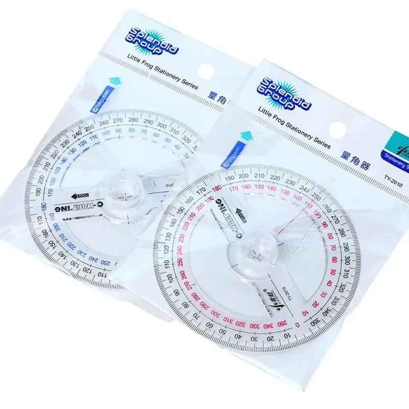 Plastic protractor ruler 2 Pcs All Circular 10cm Plastic 360 Degree Pointer Protractor Ruler Angle Finder Swing Arm for School Office Supplies