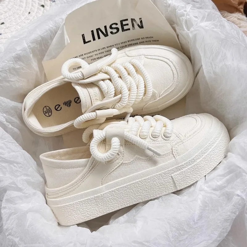 Little white shoes women 2024 autumn new canvas shoes breathable with skirt shoes half drag