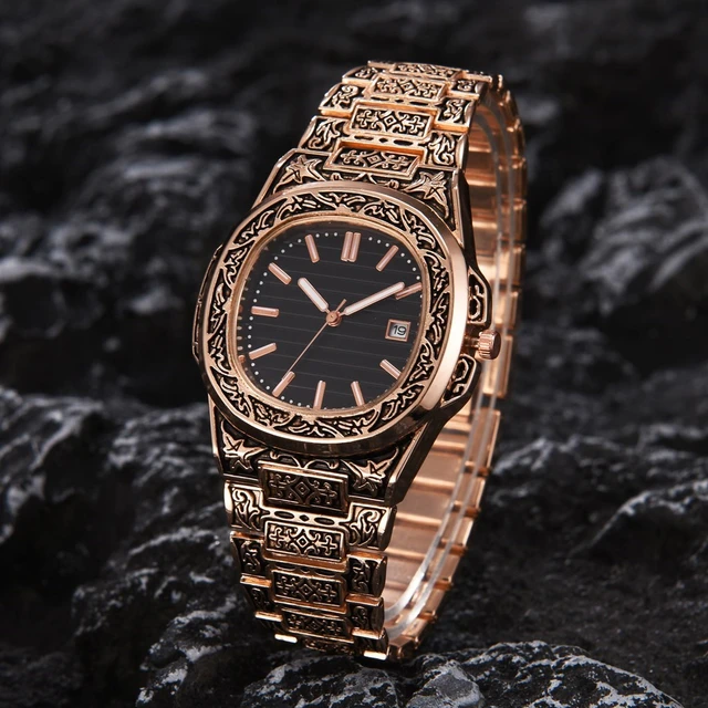 Men Cool Black Diamond Watch Business Quartz Watches Men Luxury Watch Gold  Watch Rose Gold Watch Uhr Herren