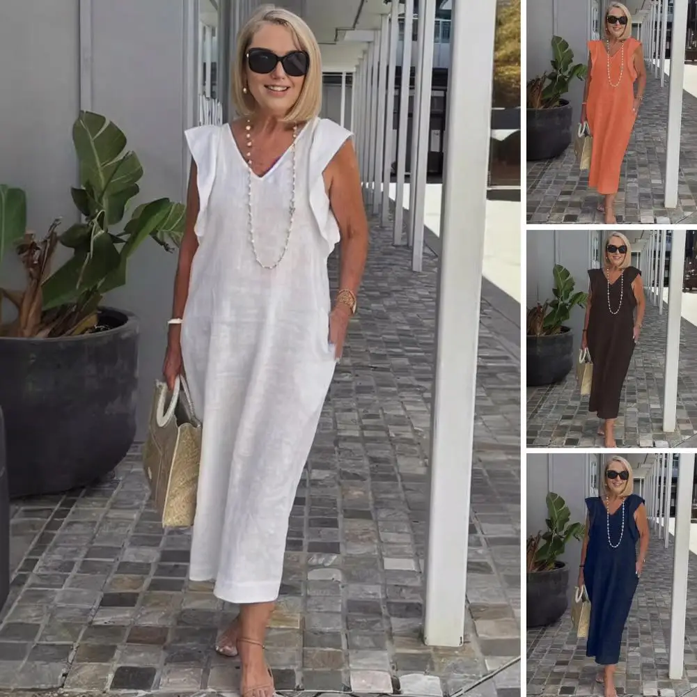 

2024 Spring Women Dress Long White Butterfly Sleeve Strappy Loose Dresses Female New Summer Elegant Casual Trendy Ladies Clothes